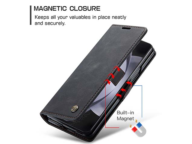 CaseMe Synthetic Leather Wallet Case with Stand for Galaxy Z Fold5 - Charcoal