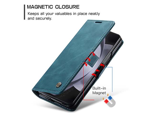 CaseMe Synthetic Leather Wallet Case with Stand for Galaxy Z Fold5 - Teal