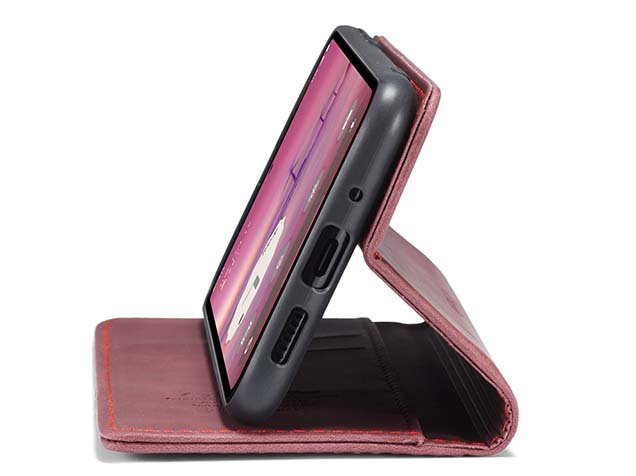 CaseMe Slim Synthetic Leather Wallet Case with Stand for Google Pixel 9 Pro - Burgundy