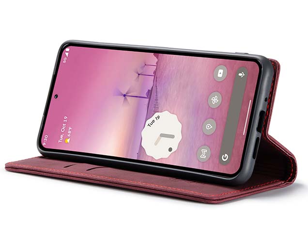 CaseMe Slim Synthetic Leather Wallet Case with Stand for Google Pixel 9 Pro - Burgundy