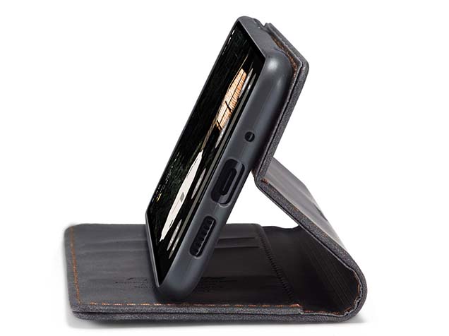 CaseMe Slim Synthetic Leather Wallet Case with Stand for Google Pixel 9 Pro - Charcoal