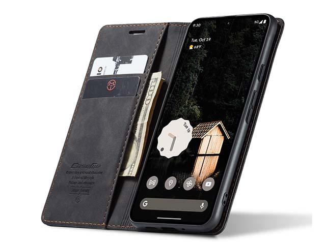 CaseMe Slim Synthetic Leather Wallet Case with Stand for Google Pixel 9 Pro XL - Charcoal