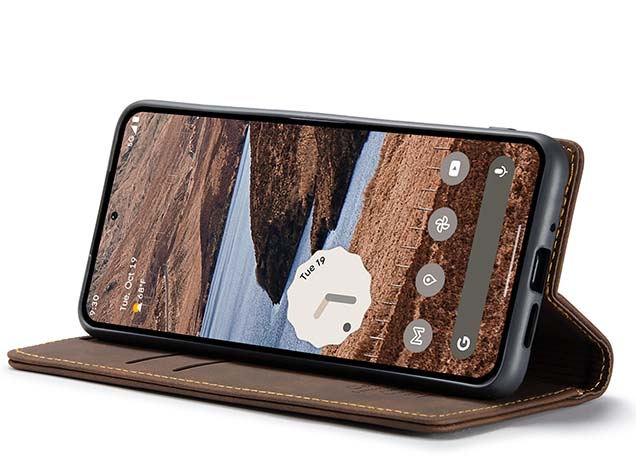 CaseMe Slim Synthetic Leather Wallet Case with Stand for Google Pixel 9 Pro XL - Chocolate