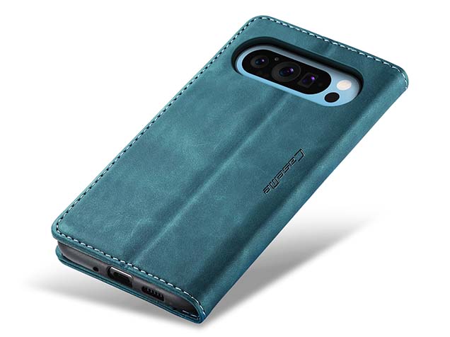 CaseMe Slim Synthetic Leather Wallet Case with Stand for Google Pixel 9 Pro XL - Teal