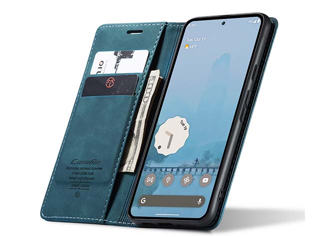 CaseMe Slim Synthetic Leather Wallet Case with Stand for Google Pixel 9 Pro XL - Teal