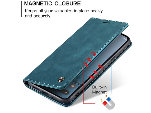 CaseMe Slim Synthetic Leather Wallet Case with Stand for Google Pixel 9 Pro XL - Teal