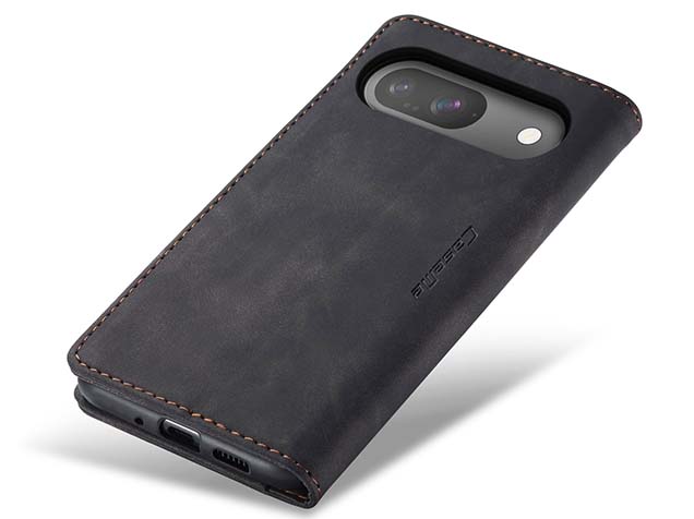CaseMe Slim Synthetic Leather Wallet Case with Stand for Google Pixel 9 - Charcoal