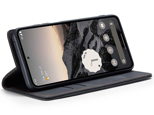 CaseMe Slim Synthetic Leather Wallet Case with Stand for Google Pixel 9 - Charcoal