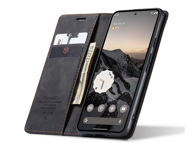 CaseMe Slim Synthetic Leather Wallet Case with Stand for Google Pixel 9 - Charcoal