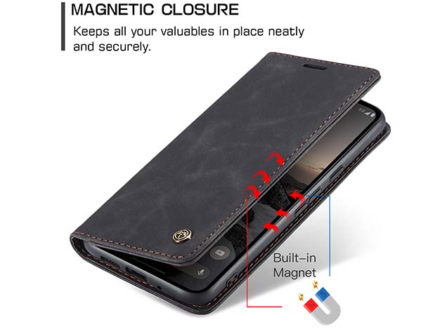 CaseMe Slim Synthetic Leather Wallet Case with Stand for Google Pixel 9 - Charcoal