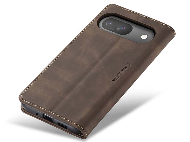 CaseMe Slim Synthetic Leather Wallet Case with Stand for Google Pixel 9 - Chocolate