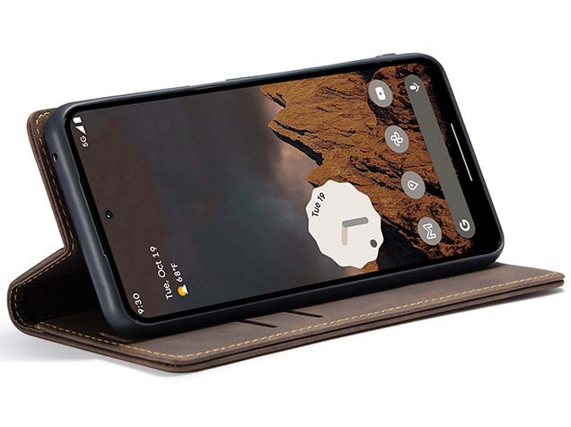 CaseMe Slim Synthetic Leather Wallet Case with Stand for Google Pixel 9 - Chocolate