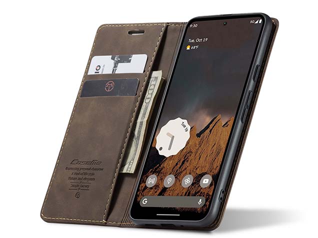 CaseMe Slim Synthetic Leather Wallet Case with Stand for Google Pixel 9 - Chocolate