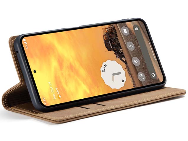 CaseMe Slim Synthetic Leather Wallet Case with Stand for Google Pixel 9 - Tan