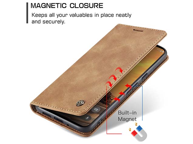 CaseMe Slim Synthetic Leather Wallet Case with Stand for Google Pixel 9 - Tan