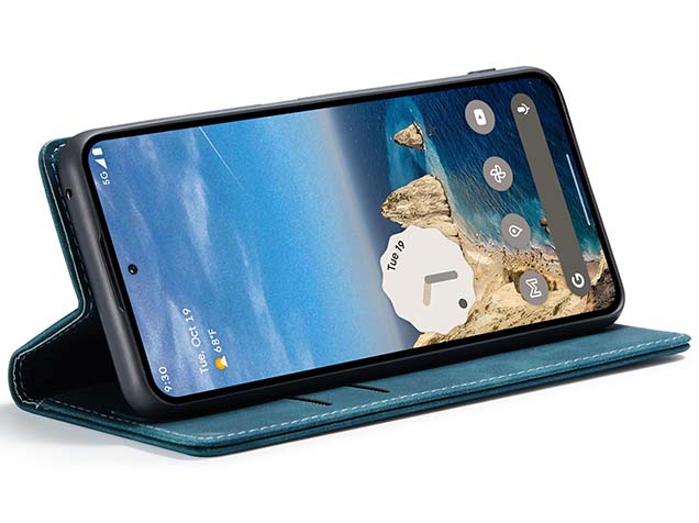 CaseMe Slim Synthetic Leather Wallet Case with Stand for Google Pixel 9 - Teal