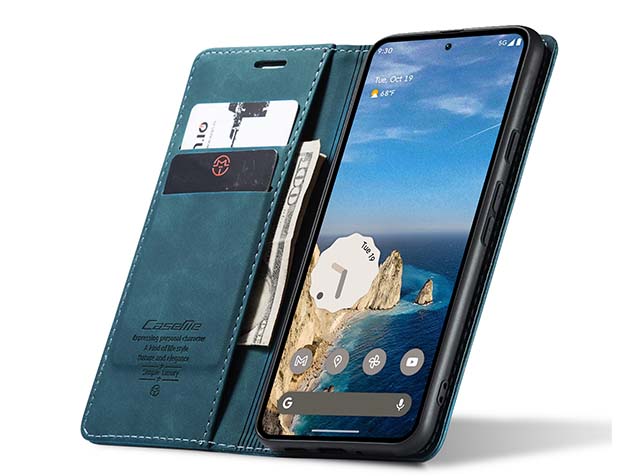 CaseMe Slim Synthetic Leather Wallet Case with Stand for Google Pixel 9 - Teal