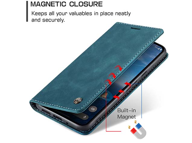 CaseMe Slim Synthetic Leather Wallet Case with Stand for Google Pixel 9 - Teal