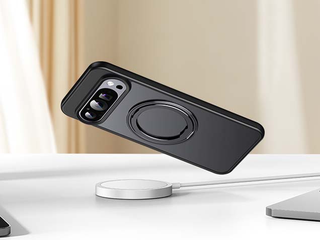 Magnetic Ring Stand Case for Google Pixel 9 Pro XL - Clear