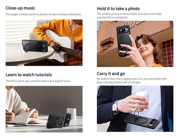 Magnetic Ring Stand Case for Google Pixel 9 Pro XL - Clear