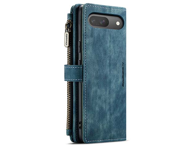CaseMe Synthetic Leather Wallet Case with Zipper Pocket for Google Pixel 9 - Teal