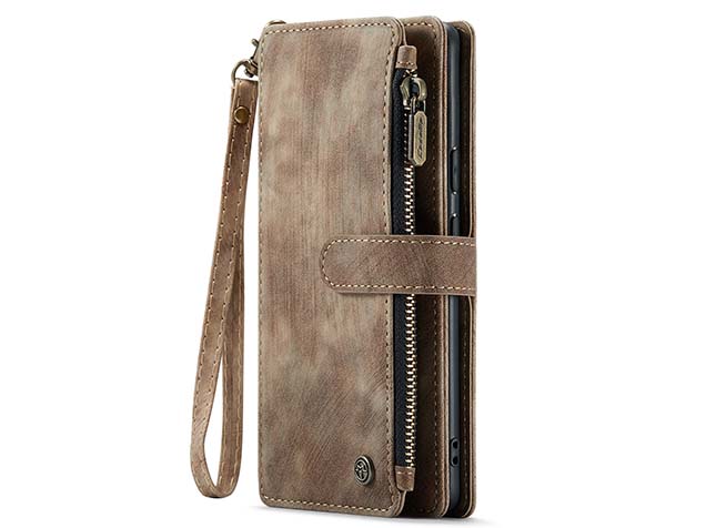 CaseMe Synthetic Leather Wallet Case with Zipper Pocket for Google Pixel 9 - Desert Taupe