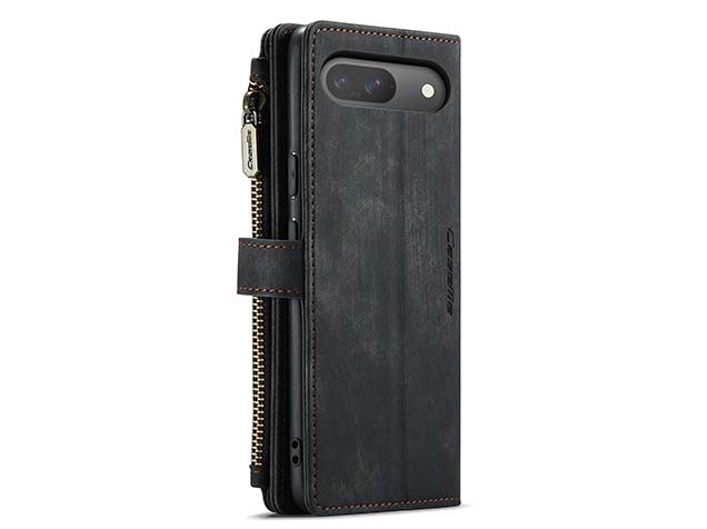 CaseMe Synthetic Leather Wallet Case with Zipper Pocket for Google Pixel 9 - Charcoal