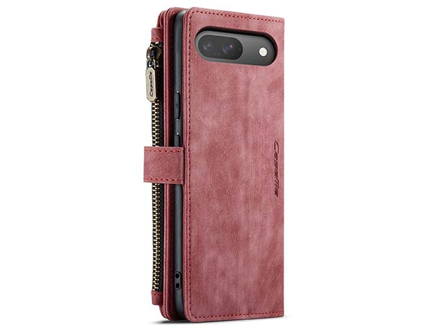 CaseMe Synthetic Leather Wallet Case with Zipper Pocket for Google Pixel 9 - Blush