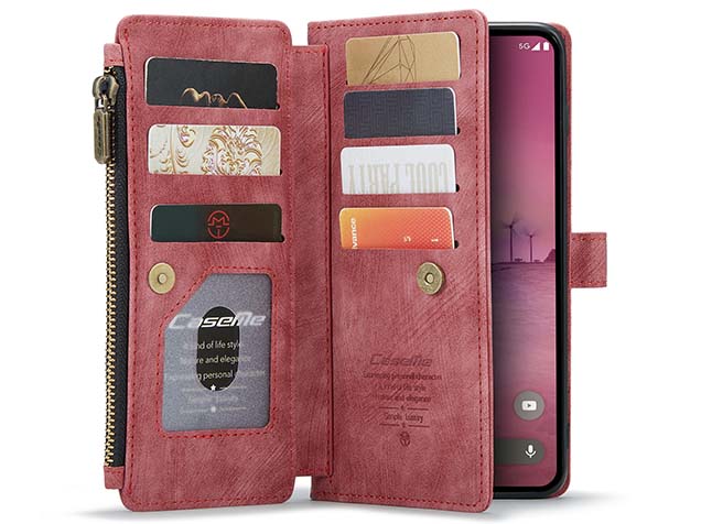CaseMe Synthetic Leather Wallet Case with Zipper Pocket for Google Pixel 9 - Blush