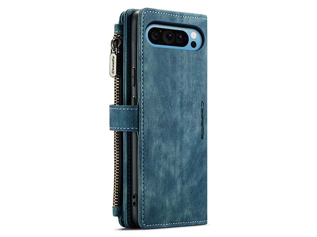 CaseMe Synthetic Leather Wallet Case with Zipper Pocket for Google Pixel 9 Pro - Teal
