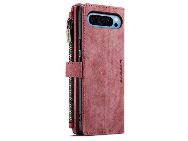 CaseMe Synthetic Leather Wallet Case with Zipper Pocket for Google Pixel 9 Pro - Blush