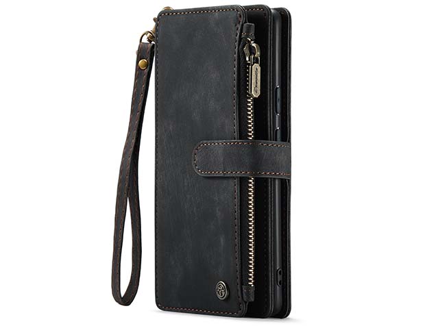 CaseMe Synthetic Leather Wallet Case with Zipper Pocket for Google Pixel 9 Pro XL - Charcoal