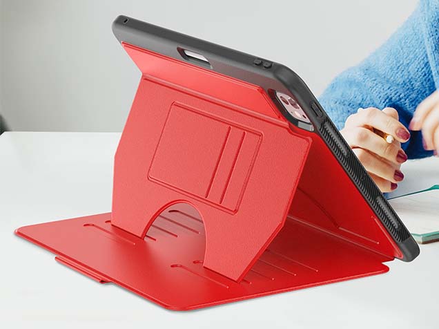 Rugged Synthetic Case with Magnetic Stand for iPad Pro 11 (2024) - Red