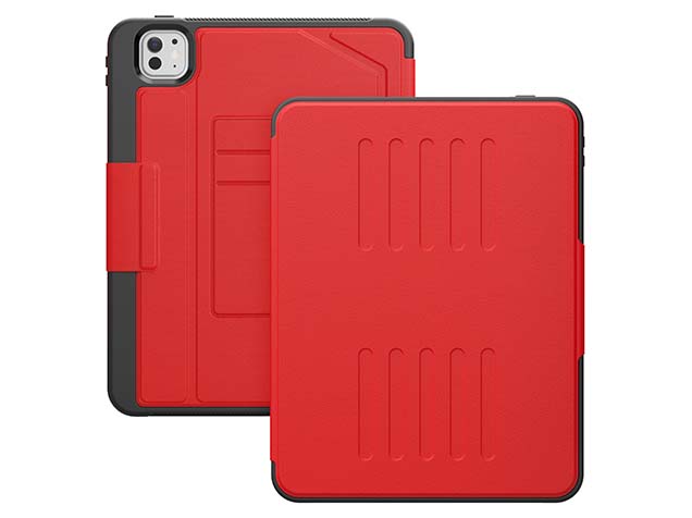 Rugged Synthetic Case with Magnetic Stand for iPad Pro 11 (2024) - Red