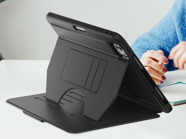 Rugged Synthetic Case with Magnetic Stand for iPad Pro 11 (2024) - Black