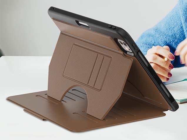 Rugged Synthetic Case with Magnetic Stand for iPad Pro 11 (2024) - Brown