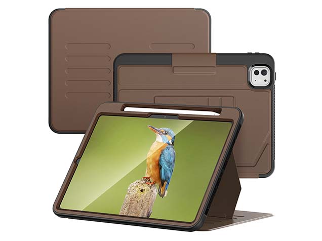 Rugged Synthetic Case with Magnetic Stand for iPad Pro 11 (2024) - Brown