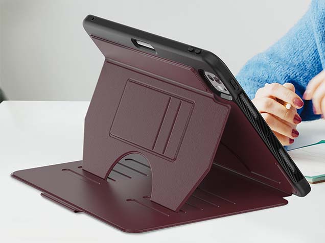 Rugged Synthetic Case with Magnetic Stand for iPad Pro 11 (2024) - Burgundy