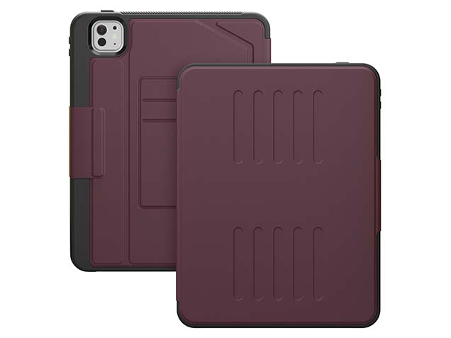 Rugged Synthetic Case with Magnetic Stand for iPad Pro 11 (2024) - Burgundy