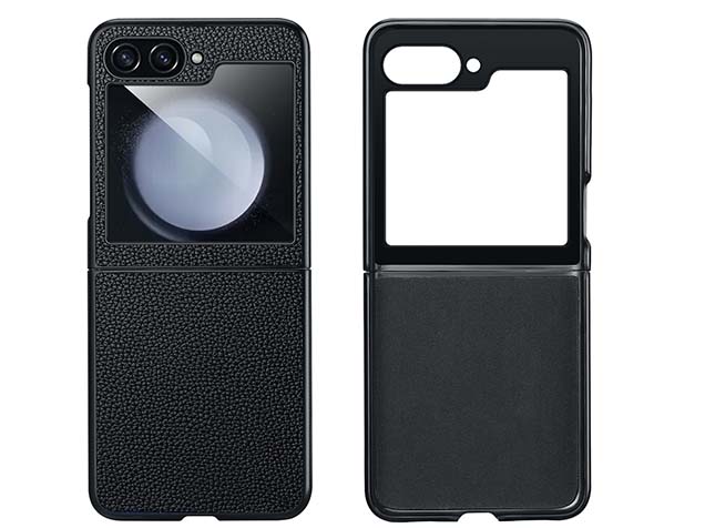 Premium Leather Case for the Samsung Galaxy Z Flip5 - Black Hard Case