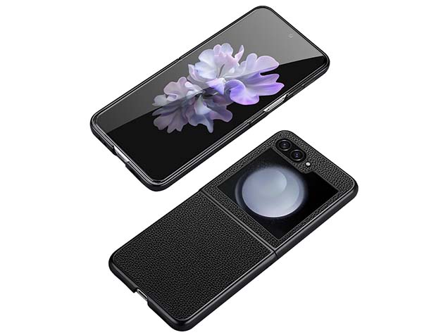Premium Leather Case for the Samsung Galaxy Z Flip5 - Black