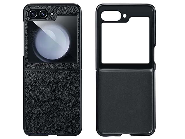 Premium Leather Case for the Samsung Galaxy Z Flip6 - Black Hard Case