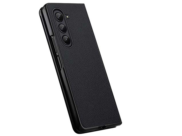 Premium Leather Case for the Samsung Galaxy Z Fold5 - Black Hard Case