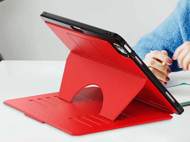 Rugged Synthetic Case with Magnetic Stand for iPad Pro 13 (2024) - Red
