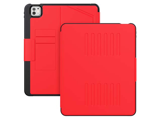 Rugged Synthetic Case with Magnetic Stand for iPad Pro 13 (2024) - Red
