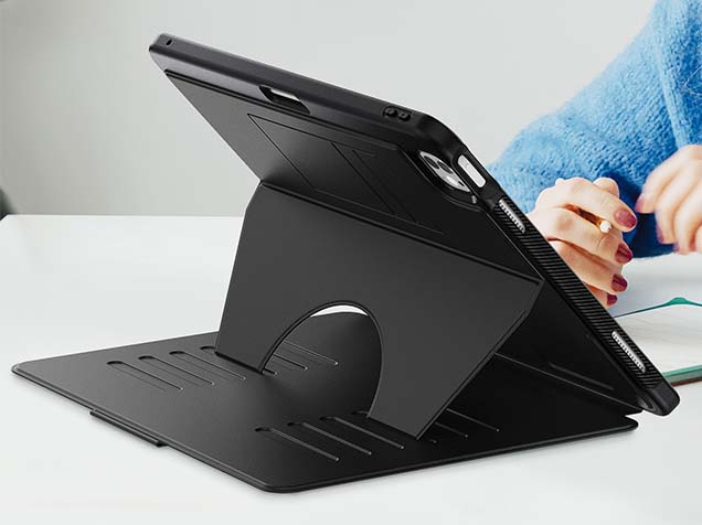 Rugged Synthetic Case with Magnetic Stand for iPad Pro 13 (2024) - Black