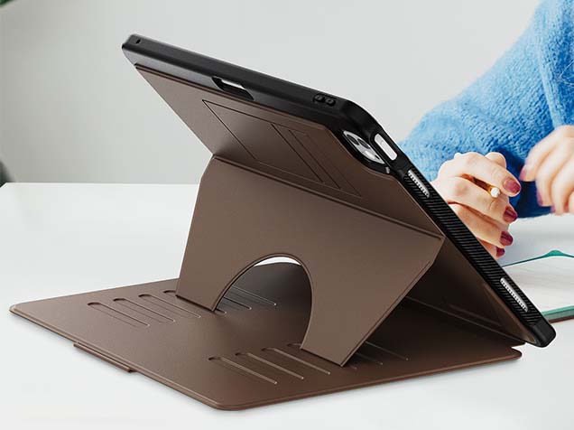 Rugged Synthetic Case with Magnetic Stand for iPad Pro 13 (2024) - Brown