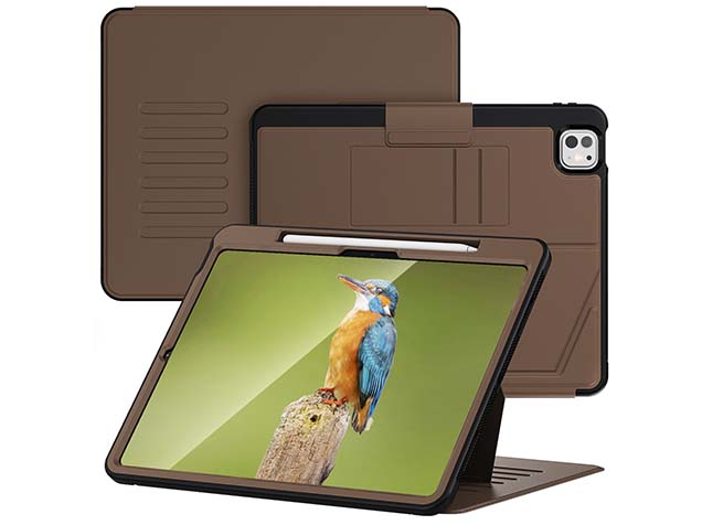 Rugged Synthetic Case with Magnetic Stand for iPad Pro 13 (2024) - Brown