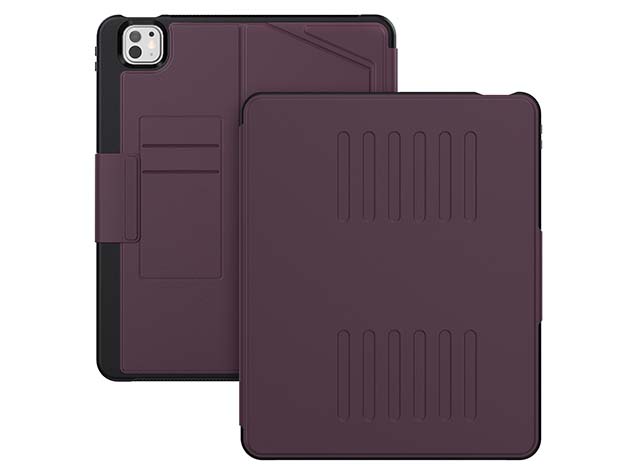 Rugged Synthetic Case with Magnetic Stand for iPad Pro 13 (2024) - Burgundy