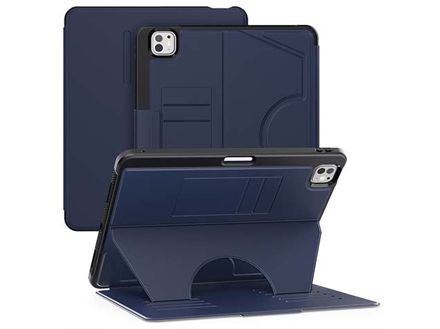 Rugged Synthetic Case with Magnetic Stand for iPad Pro 13 (2024) - Navy Leather Flip Case
